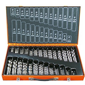 Jeu de forets hélicoïdaux Projahn, HSS-G, 220 pièces, Ø 1,0–13,0 mm / par paliers de 0,5 mm, dans un étui métallique