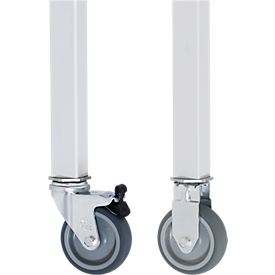 Jeu de roulettes pour table de travail Jerry, 2 roulettes directionnelles et 2 roulettes fixes avec bloqueur