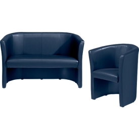 Juego completo sillón club + sofá de dos plazas, azul oscuro