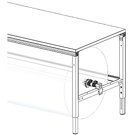 Juego de ejes Rocholz para mesa de embalaje del sistema Flex, para anchura de mesa 1600 mm