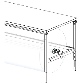 Juego de ejes ROCHOLZ para sistema de mesa de embalaje Flex, para anchura de mesa 1600 mm