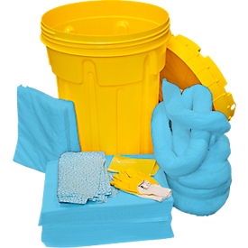 Juego de emergencia para fugas (aceite, azul) en bidón de seguridad, para aceite de div. tipos