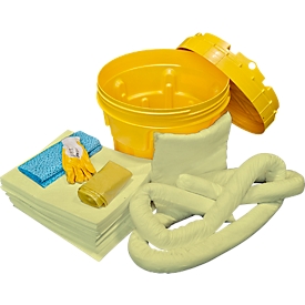 Juego de emergencia para fugas en bidón de seguridad UN para sustancias químicas, cap. juego 75 l