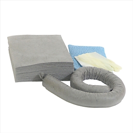 Juego de emergencia para fugas universal gris, absorción 20 l, 41 piezas, en bolsa de PVC