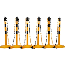 Juego de soportes de cadena Schäfer Shop Select, 6 postes + 5 cadenas, amarillo-negro