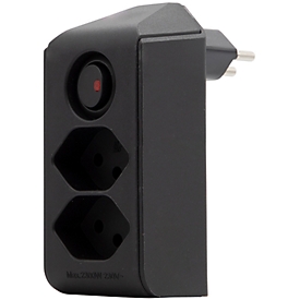 Junction plug brennenstuhl® cleverLINE, 2-way, rotatable by 300°, with illuminated switch, without hanger, IP20, plastic, black
