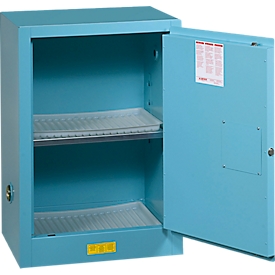 Justrite FM chemical cabinet Compac Sure-Grip® EX, for etching agents, up to 45 liters, self-closing doors, blue