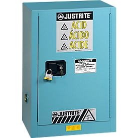 Justrite FM chemicaliënkast Compac Sure-Grip® EX, voor etsmiddelen, tot 45 liter, handmatig sluitende deuren, blauw
