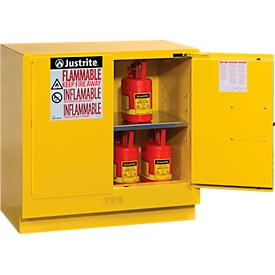 Justrite FM safety cabinet Undercounter Sure-Grip® EX, for flammable liquids, up to 83 liters, manually closing doors, yellow