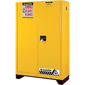 Justrite FM safety storage cabinet Classic Sure-Grip® EX, for flammable liquids, up to 170 liters, manual closing, yellow