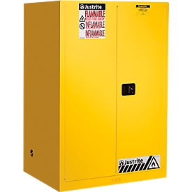Justrite FM safety storage cabinet Classic Sure-Grip® EX, for flammable liquids, up to 341 liters, self-closing doors, yellow