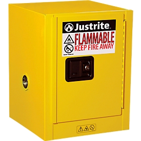 Justrite FM veiligheidskast Countertop Sure-Grip® EX, voor brandbare vloeistoffen, tot 15 liter, handmatig sluitende deur, geel