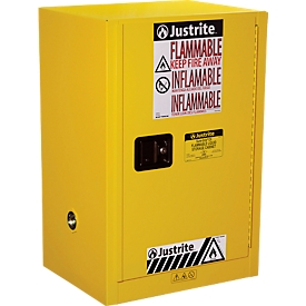 Justrite FM veiligheidsopslagkast Compac Sure-Grip® EX, voor brandbare vloeistoffen, tot 45 liter, handmatig sluitende deuren, geel