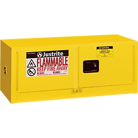 Justrite FM veiligheidsopslagkast Piggyback Sure-Grip® EX, voor brandbare vloeistoffen, tot 45 liter, handmatig sluitende deuren, geel