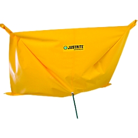 Justrite leakage collection tarpaulin, with eyelets, PVC, waterproof, 2100 x 2100 mm, yellow