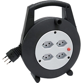 Kabelbox brennenstuhl® VL-X Vario-Line, 4-fach, mit Überhitzungsschutz, Tragegriff, Doppelfuss, IP20, Kabellänge 10 m, Kunststoff, grau-schwarz
