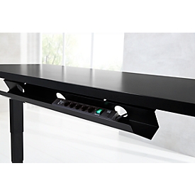 Kabelkanal, Metall, f. elektrisch höhenverstellbaren Schreibtisch Elements, abklappbar, schwarz