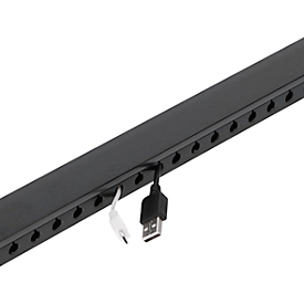Kabelkanal Set OrgaNice, für eine geordnete Kabelführung auf Schreibtischen, 9 Kanäle, mit Innen- & Aussenecken,  L 390 mm, PVC, schwarz