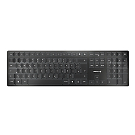 Kabellose Tastatur Cherry KW 9100 SLIM, QWERTZ, Bluetooth/USB-Kabel, B 440 x T 130 x H 15 mm, schwarz-silber