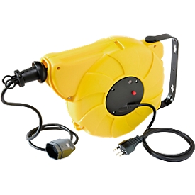Kabeltrommel brennenstuhl® Automatic-Box Electric,1-fach, automatisch, um 180° schwenkbar, Überhitzungsschutz, IP20, Kabellänge 10+1,5 m, gelb-schwarz