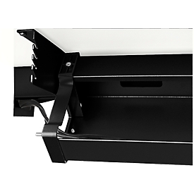 Kabelwanne Standard, für höhenverstellbare Schreibtische ab B 1400 mm, abklappbar, schwarz