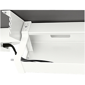 Kabelwanne Standard, für höhenverstellbare Schreibtische ab B 1400 mm, abklappbar, weiß