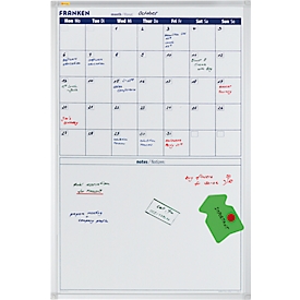 kalender X-tra!Line VO-18, maandoverzicht met notitieveld, magnetisch,  B 600 x H 900 mm, staal en aluminium, wit