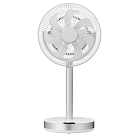 Kamome Office Standventilator, mit Fernbedienung, Ø 230 mm, Höhe 575 mm, 12,5 W, Luftstrom bis 17 m, weiss/silber