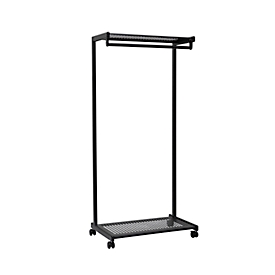 Kapstok MAULbolero, met wielen, hoeden- en schoenenrek, B 780 x D 460 x H 1660 mm, metaal, zwart