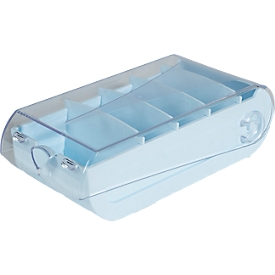 Karteikasten Exacompta Bunny Box Iderama, A7, für bis zu 900 Karten, 5 Trennplatten, 100 linierte Karten, mit Deckel, B 250 x T 132 x H 85 mm, PS, pastellblau