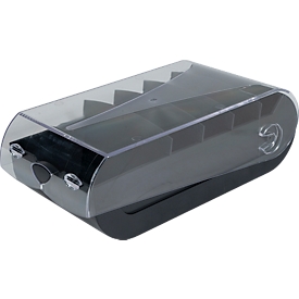 Karteikasten Exacompta Bunny Box Office, A7, für bis zu 900 Karten, 5 Trennplatten, 100 linierte Karten, mit Deckel, B 250 x T 132 x H 85 mm, PS, schwarz