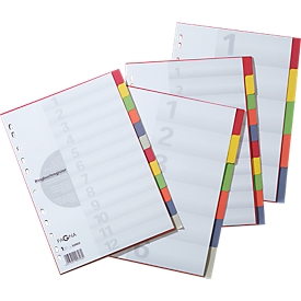 Kartonnen gekleurde tabbladen, met dekblad, A4, 5 delig (5 kleuren)