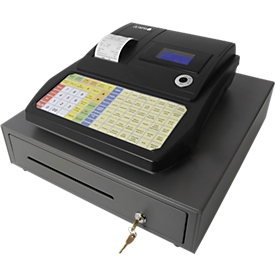 Kassa Olympia CM 942 TSE, GoBD/GDPdU compliant, 4 biljet- & 8 muntbakjes, plat toetsenbord met 84 toetsen