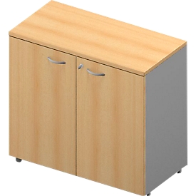 Kast ARLON OFFICE, 2 ordnerhoogten, afsluitbaar, B 900 x D 450 x H 816 mm, beukenpatroon/aluminium