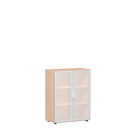 Kast met glazen deuren ALICANTE, 3 ordnerhoogten, B 800 x D 420 x H 1104 mm, beukenpatroon