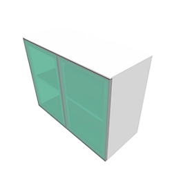 Kast met glazen deuren SOLUS PLAY, 2 ordnerhoogten, zonder handgreep, gesatineerd, B 800 x D 440 x H 748 mm, wit
