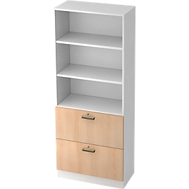 Kast ULM, met uittrekbare hangmappensystemen, 3 ordnerhoogten, H 2004 x B 800 x D 420 mm, eikenpatroon