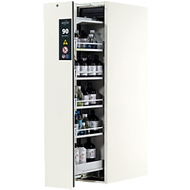 Kast voor gevaarlijke stoffen Asecos V-LINE, type 90, 1 verticale schuif, zuiver wit/zuiver wit