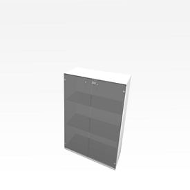 Kast X-TIME WORK, 3 ordnerhoogten, glazen deuren, 860 x 430 x 1310 mm, glas/wit