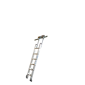Kastenladder T-rail systeem, verrijdbaar, 6 treden