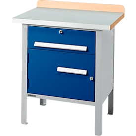 Kastenwerkbank Schäfer Shop Select PWi 75-0, Buche-Dekor Multiplexplatte, mit Stahlabdeckung, bis 750 kg, B 750 x T 700 x H 840 mm