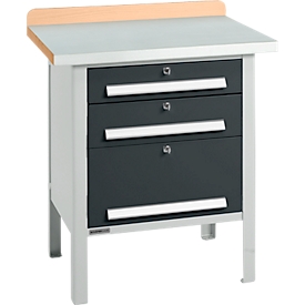 Kastenwerkbank Schäfer Shop Select PWi 75-7, Buche-Dekor Multiplexplatte, mit Stahlabdeckung, bis 750 kg, B 750 x T 700 x H 840 mm