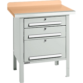 Kastenwerkbank Schäfer Shop Select PWi 75-7, Buche-Dekor Multiplexplatte, mit Stahlkante, bis 750 kg, B 750 x T 700 x H 840 mm