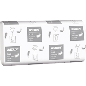 KATRIN Z-Falthandtücher, hochweiss, 2-lagig, 2 x 18 g/m², 224 x 230 mm, Handy-Pack mit Griff, 4000 Stück