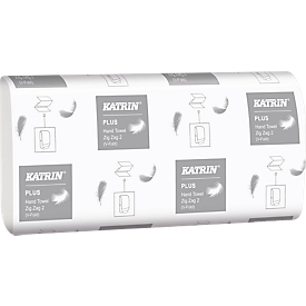 KATRIN Z-folded paper towels, bright white, 2-ply, 2 x 18 g/m², 224 x 230 mm, handy package with handle, 4,000 pcs.