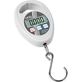 Kern Hängewaage HBD 10K10N, Wägebereich 10 kg/Ablesbarkeit 10 g, Batteriebetrieb, Kunststoff, weiß