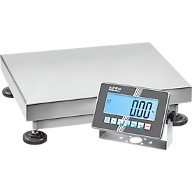 KERN SXC 100K-2M - IoT-geschikte roestvrijstalen platformweegschaal, weegbereik 60 kg/150 kg, afleesbaarheid 0,02 kg/0,05 kg