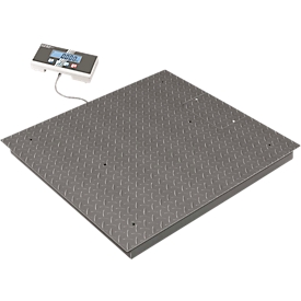 KERN vloerweegschaal BIC 600K-1S, B 1000 x D 1000 x H 108 mm, 300/600 kg, afleesbaarheid 0,1/0,2 kg, LCD-display, hold-functie, zwart