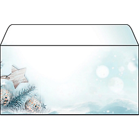 Kerst-enveloppen "Sneeuwster", 25 enveloppen zonder venster, 110 x 220 mm (DL), inkjet & laserprinter