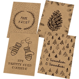 Kerstkaartenset Sigel 'Natural Christmas', 24 stuks, 12 motieven, DIN A6, kraftkarton bruin